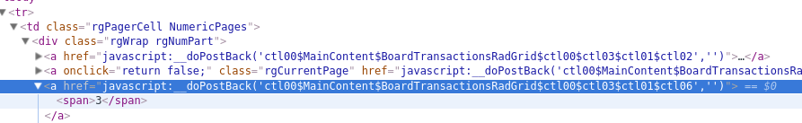 a doPastBack call indicating we'd have to figure out client-side ASP.NET JS